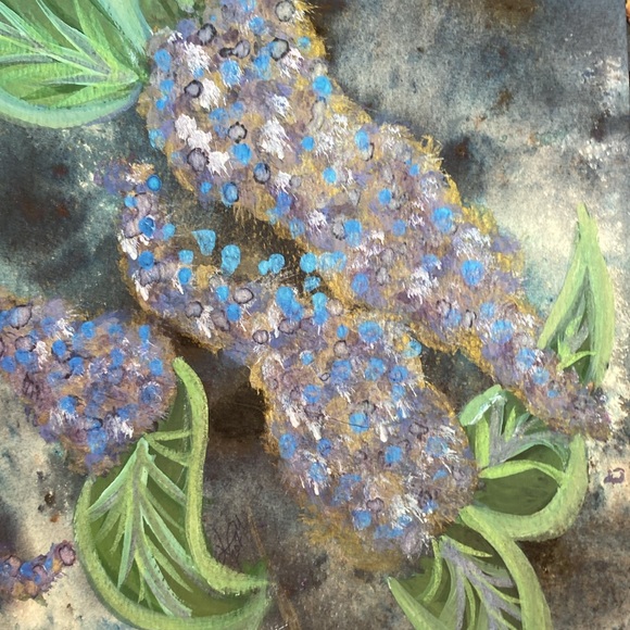 Unframed Original Art Painting Watercolour Brusho & Acrylic- Blue Lilac Dreams - Picture 6 of 6